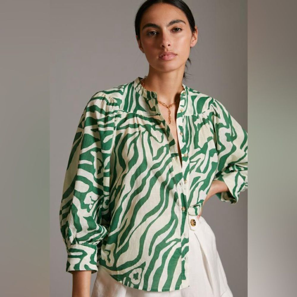 Anthropologie Maeve Puff-Sleeved Buttondown NEW!